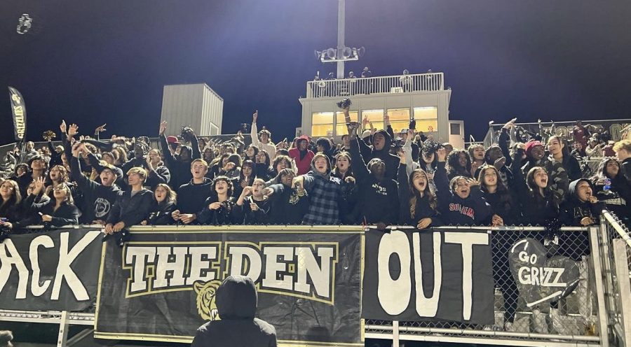 Golden Valleys student section showing support to the Varsity football team