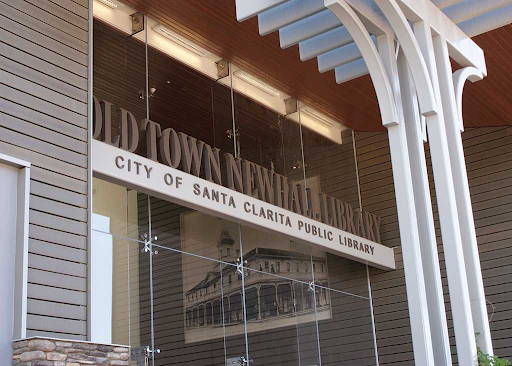 A local library in Santa Clarita, that also hosts the farmers market on Saturdays