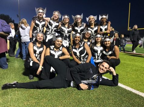Golden Valley High School Color Guard team attending The Southern California School Band and Orchestra Association (SCSBOA) Championships.