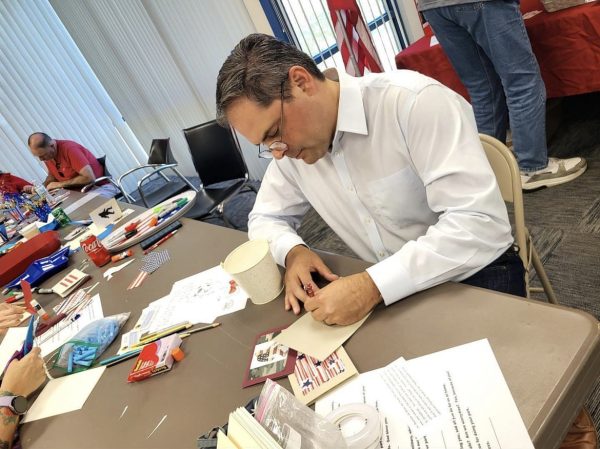 Michael Joseph Garcia, U.S Representative (R-CA 27th District), is running for the state election.  He is writing thank you letters for local troops who are stationed all over the world.