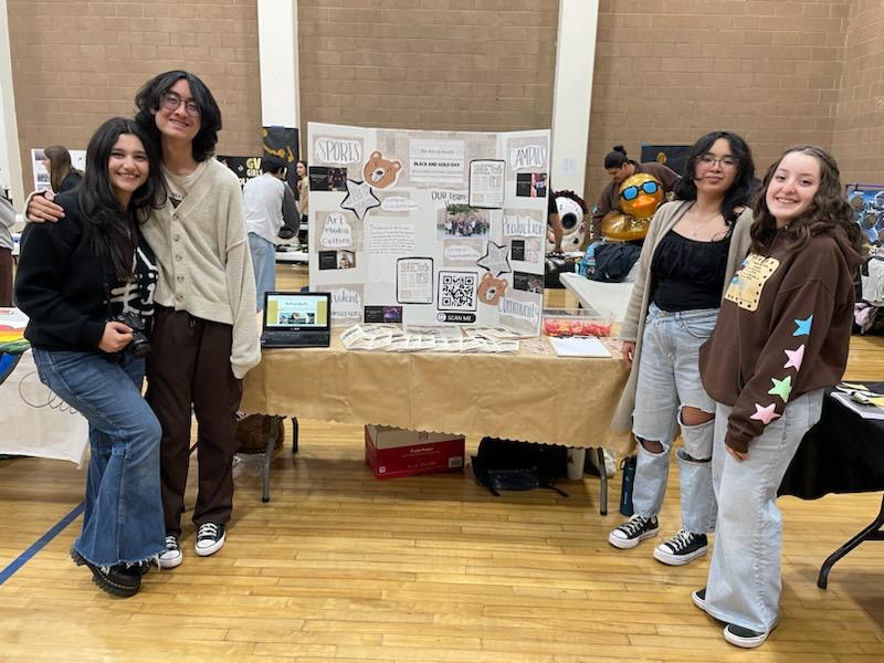 After the main show, the 8th graders were given the opportunity to learn more in-depth about GVs CLORGs by visiting their corresponding booths. Some of these CLORGS include ASB, GVTV, ROTC, Mock Trial, DFY in SCV, and yours truly, the Grizzly Gazette. - Photo taken on March 7th, 2024 at Golden Valley High School